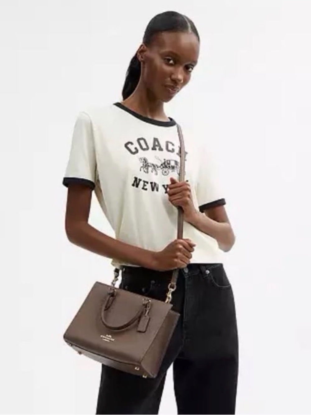 Coach Brown Pebbled Leather Satchel with Gold Hardware - Picture 2 of 8